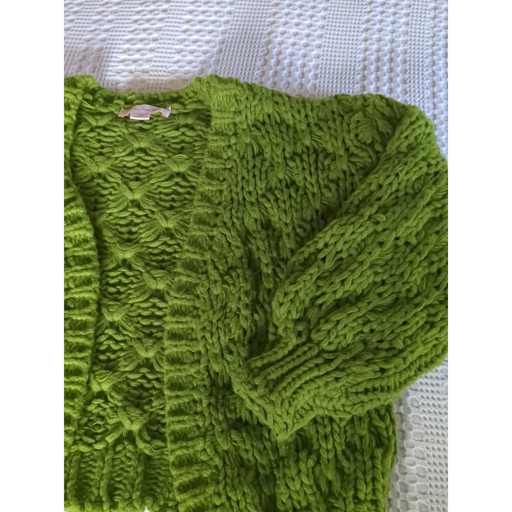 Lisa Says Gah Green Chunky Knit Cardigan - Picture 3 of 12